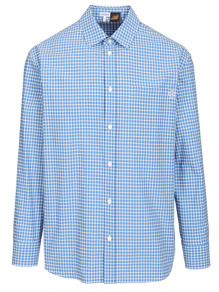 Loewe Lightweight Textured Checked Cotton Shirt. Shirts - Light blue | 6950255d1036c6490761f4f4eee1b1ddd444935f
