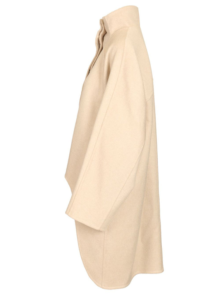 AlaÏA Asymmetrical Coat Knitwear - Beige | 508a88711faf2e9d4a4f3a2fb8bc9095688cf7c2