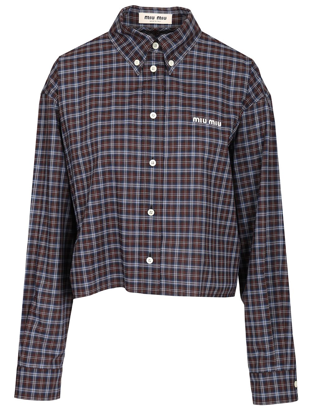 Miu Miu Tartan Shirt Shirts - Blu | 1a8716b00ba184fd0d171fb11c55fca49cc0b63b