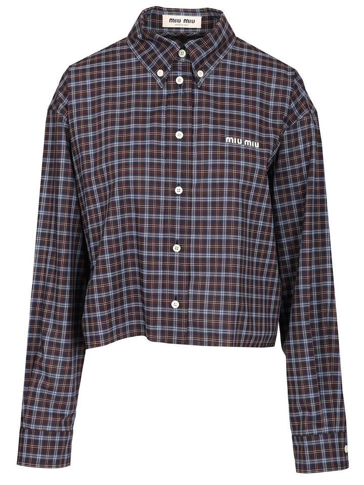 Miu Miu Tartan Shirt Shirts - Blu | 1a8716b00ba184fd0d171fb11c55fca49cc0b63b