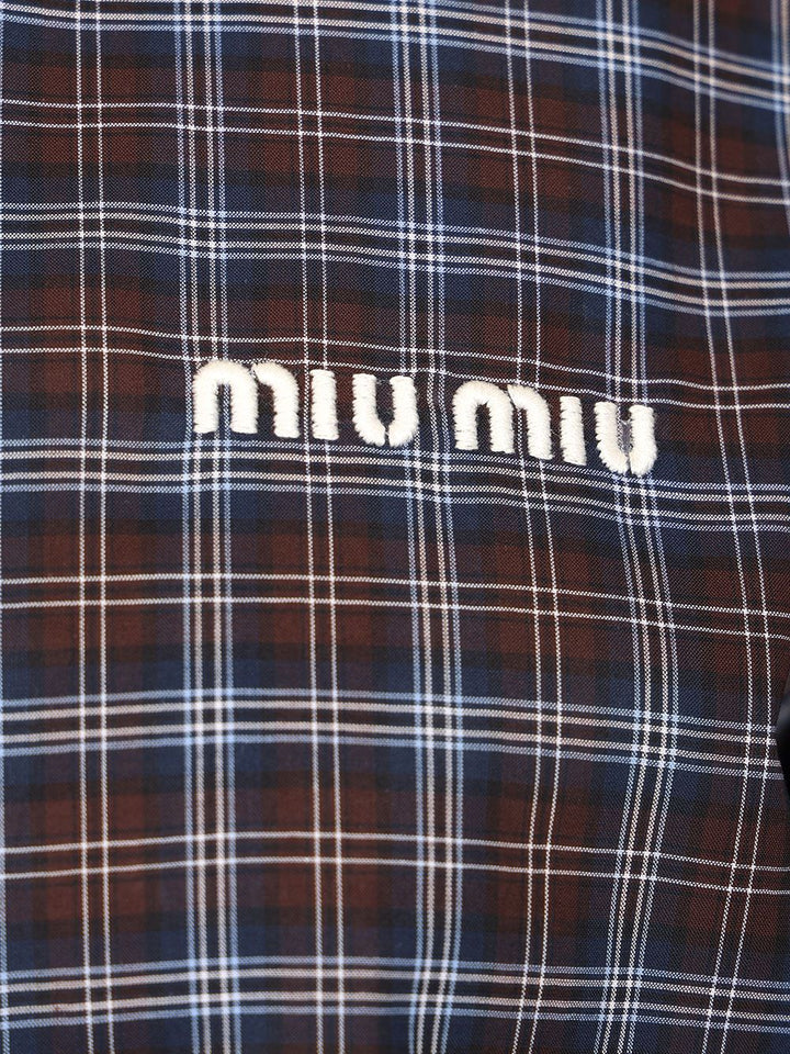 Miu Miu Tartan Shirt Shirts - Blu | a911b59a40a98c4178116f8cc927e04a3ce8a478