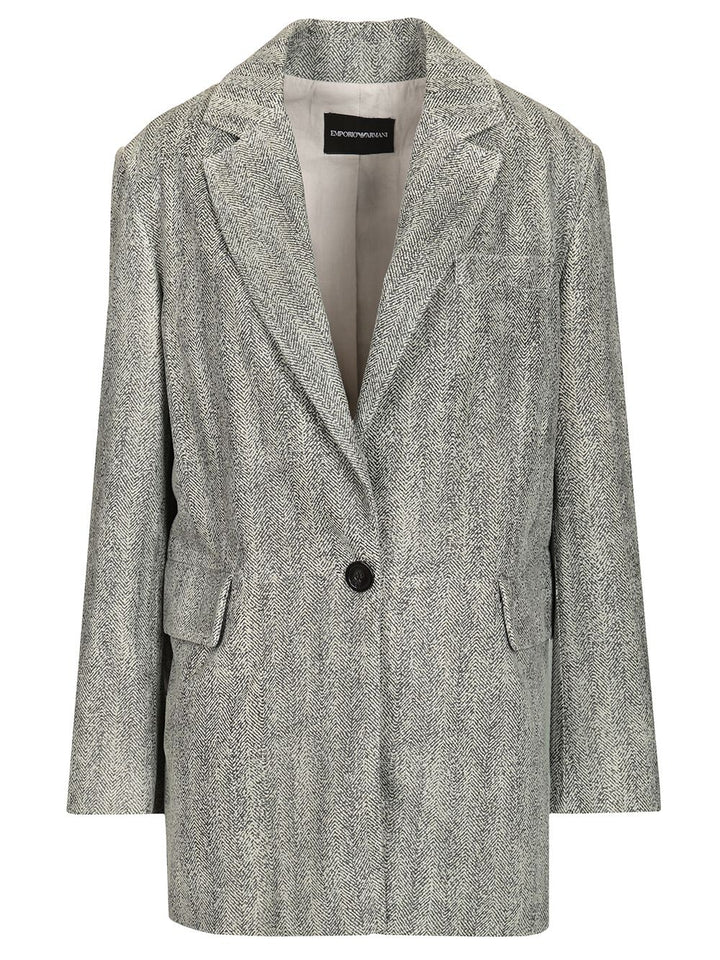 Emporio Armani Signature Blazer Giacche - Grey | 8d37bdc899e825dd8988f4c613a2a5cdffc86ae6