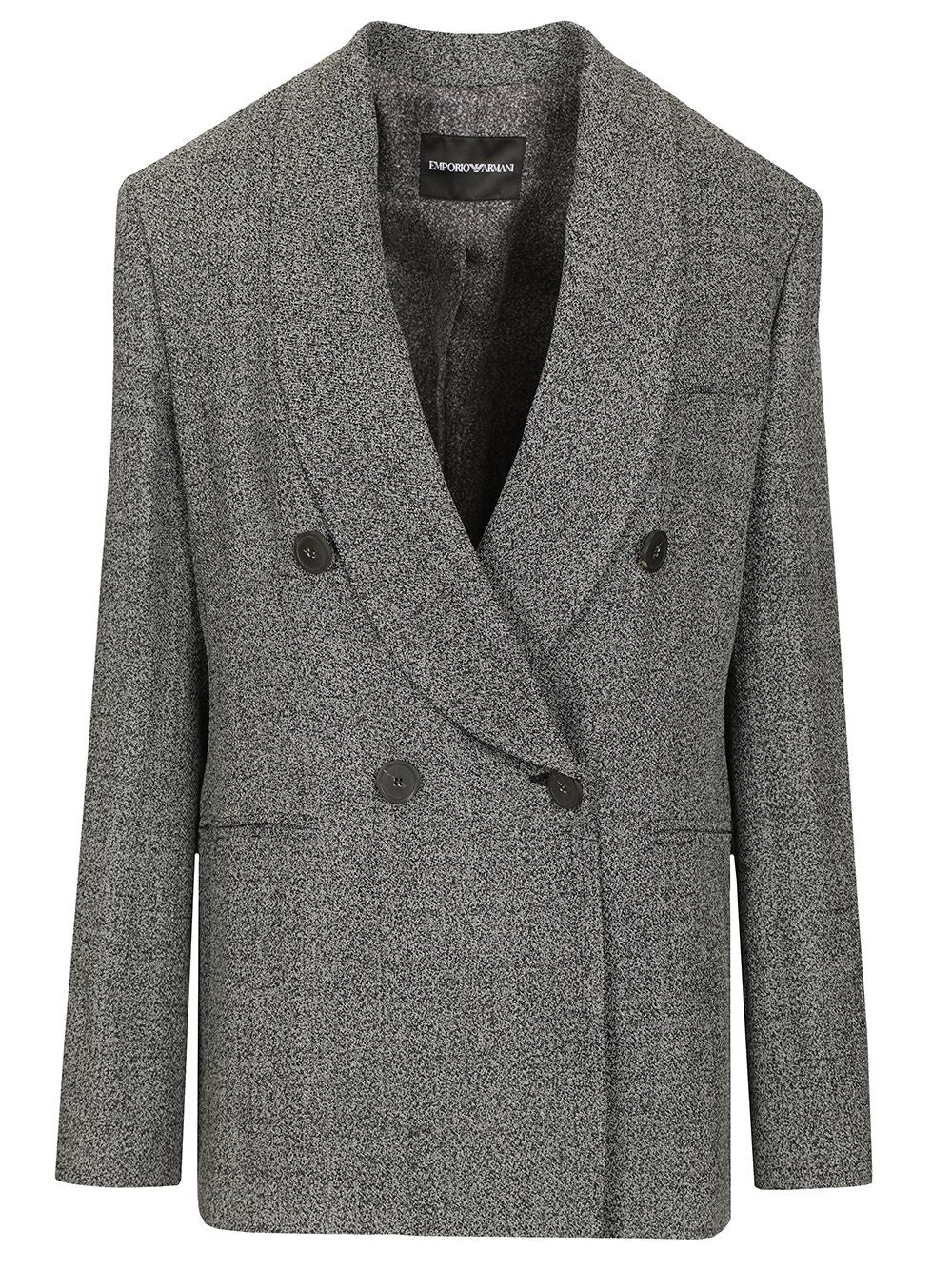 Emporio Armani Double-Breasted Blazer Giacche - Grey | fa7dbec563c55dff27d56fd48135626eb46ae1f6