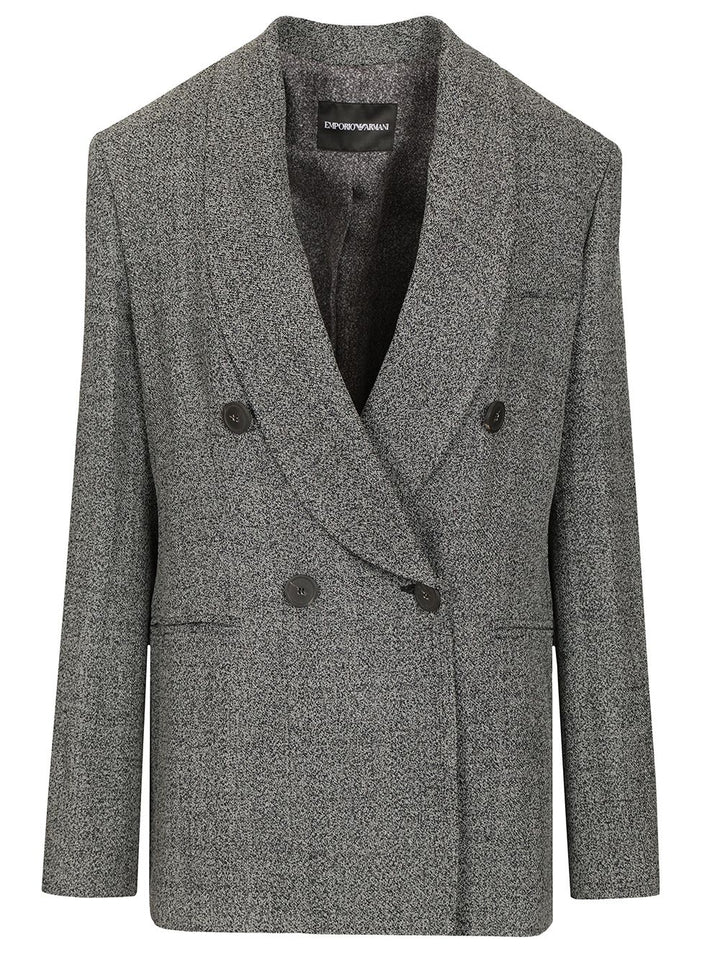 Emporio Armani Double-Breasted Blazer Giacche - Grey | fa7dbec563c55dff27d56fd48135626eb46ae1f6