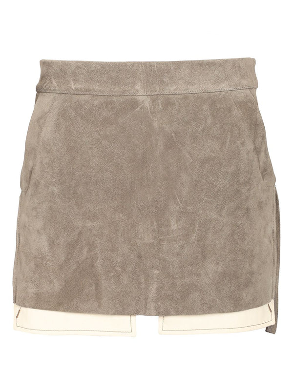 Fog Cutoff Mini Skirt Suede Gonne Verde