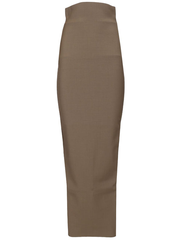 Dirt Pillar Skirt Stretch Wool Gonne Marrone