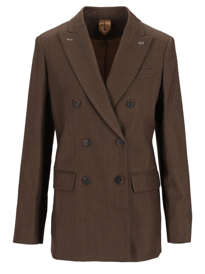 Max Mara Unione Double Breasted Sartoriale Blazer In Wool Gabardine Giacche - Marrone | 8e3b473c6f30d90e94ede69ceaa4d3e248c7ae13