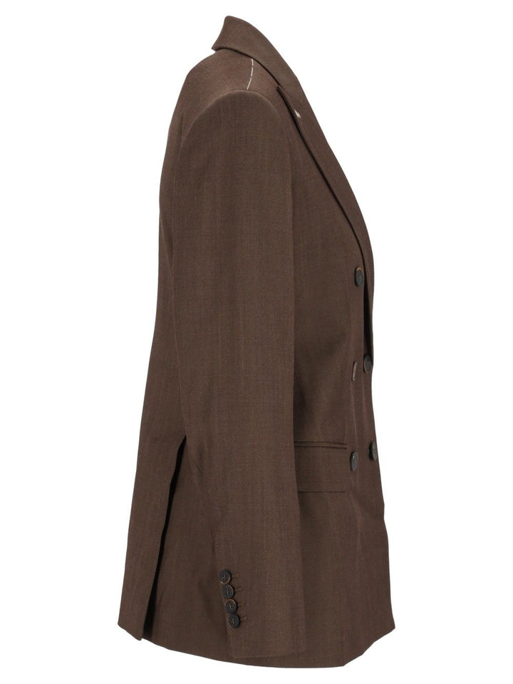 Max Mara Unione Double Breasted Sartoriale Blazer In Wool Gabardine Giacche - Marrone | e5b36585a1082a9c13364fa85c2a1f4c8e9a05c1