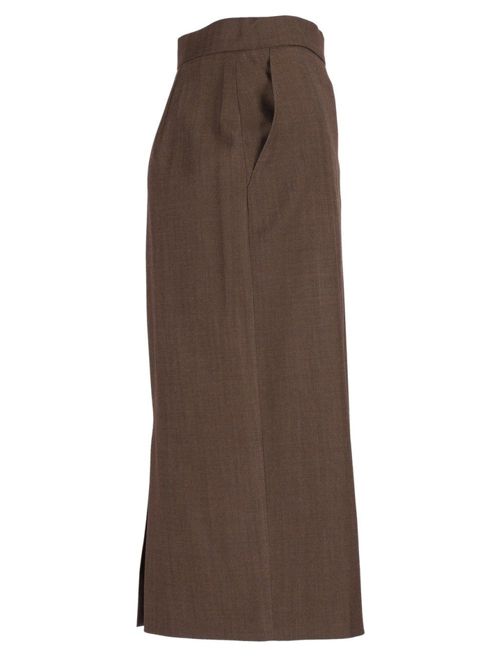 Max Mara Omelia Pencile Skirt In Wool Gabardine Gonne - Marrone | 267b441901a2698dcc1d1c1cea221dcc4bf7d0e7