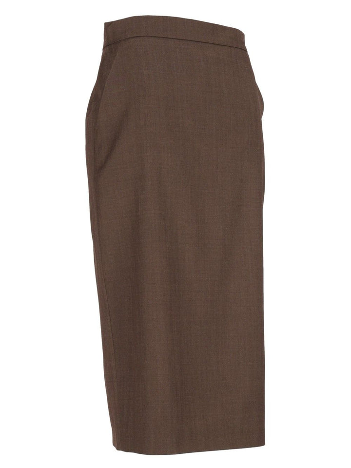 Max Mara Omelia Pencile Skirt In Wool Gabardine Gonne - Marrone | 290efbe87deaee351372581e2998098561fcf9fe