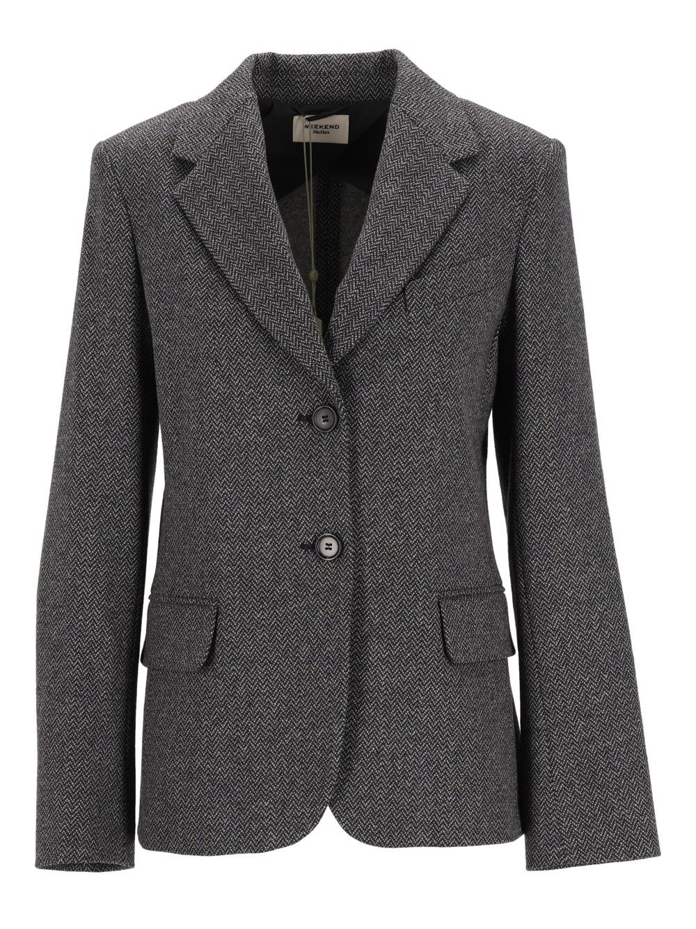 Weekend Max Mara Feroce Sigle Breast Wool Cotton Jacquard Blazer Giacche - Grey | eda7a7f5a81b3b4375047722e0530463d1f7d4d4