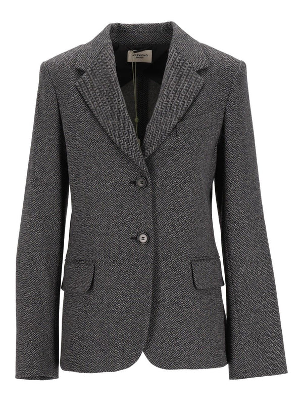 Feroce Sigle Breast Wool Cotton Jacquard Blazer Giacche Grey