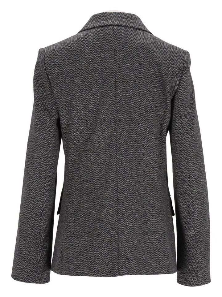 Weekend Max Mara Feroce Sigle Breast Wool Cotton Jacquard Blazer Giacche - Grey | 90e52cb6f20aa846de901f8d50707cca9ed85f05