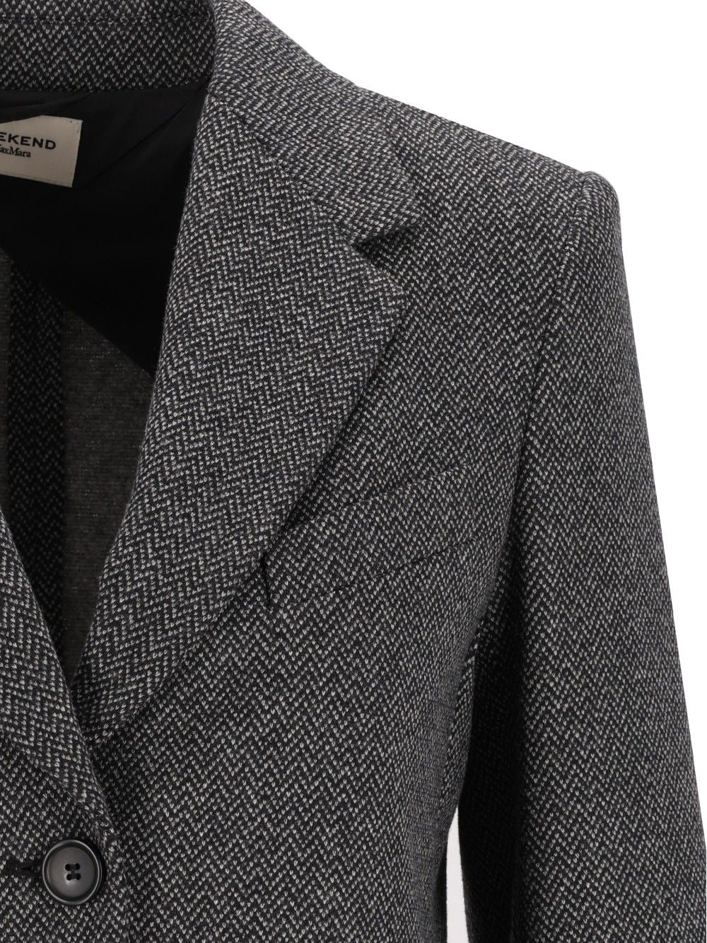 Weekend Max Mara Feroce Sigle Breast Wool Cotton Jacquard Blazer Giacche - Grey | 88fd25961245c2ecd82ce5ba4c602d36d78302c5