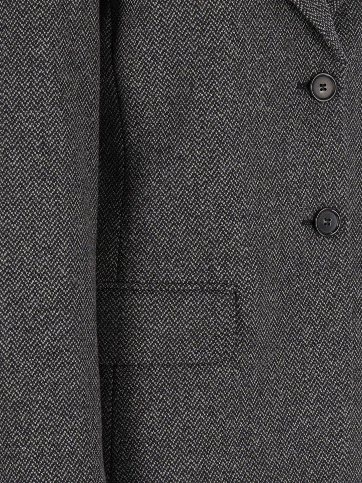 Weekend Max Mara Feroce Sigle Breast Wool Cotton Jacquard Blazer Giacche - Grey | 0b692afa22bf1109c23bf692177b1a0ab4f1c2a5