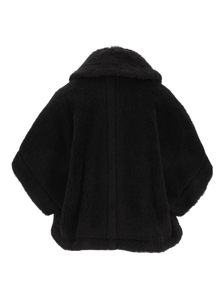 Max Mara Newterzo1 Teddy Short Cape With Collar And Pocket Giacche - Nero | 98076c62e5c1b009d903670591df6faf86a2cb2a