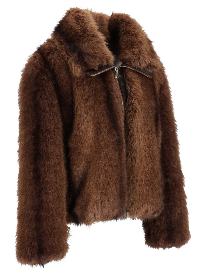 Al Duca D'Aosta Faux Fur With Zip Coats - Marrone | d12b348f6174ea363147ce031602aa0b79af6a49