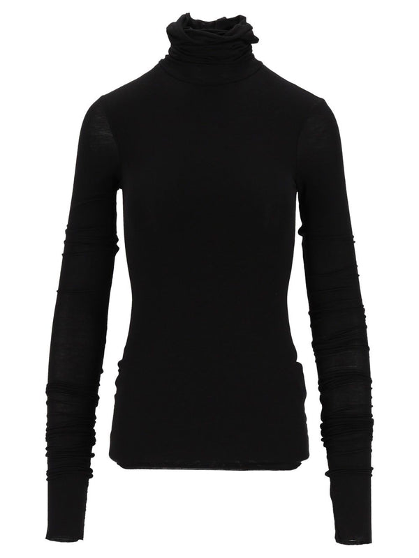 Rollkragen-Langarmshirt Schwarz