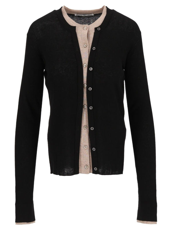 Layered Button-Up Cardigan Maglieria Nero
