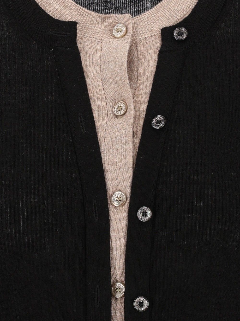 Acne Studios Layered Button-Up Cardigan Knitwear - Nero | 8250bfe9ae0230e351af695dd763e0b8b8c61bb9