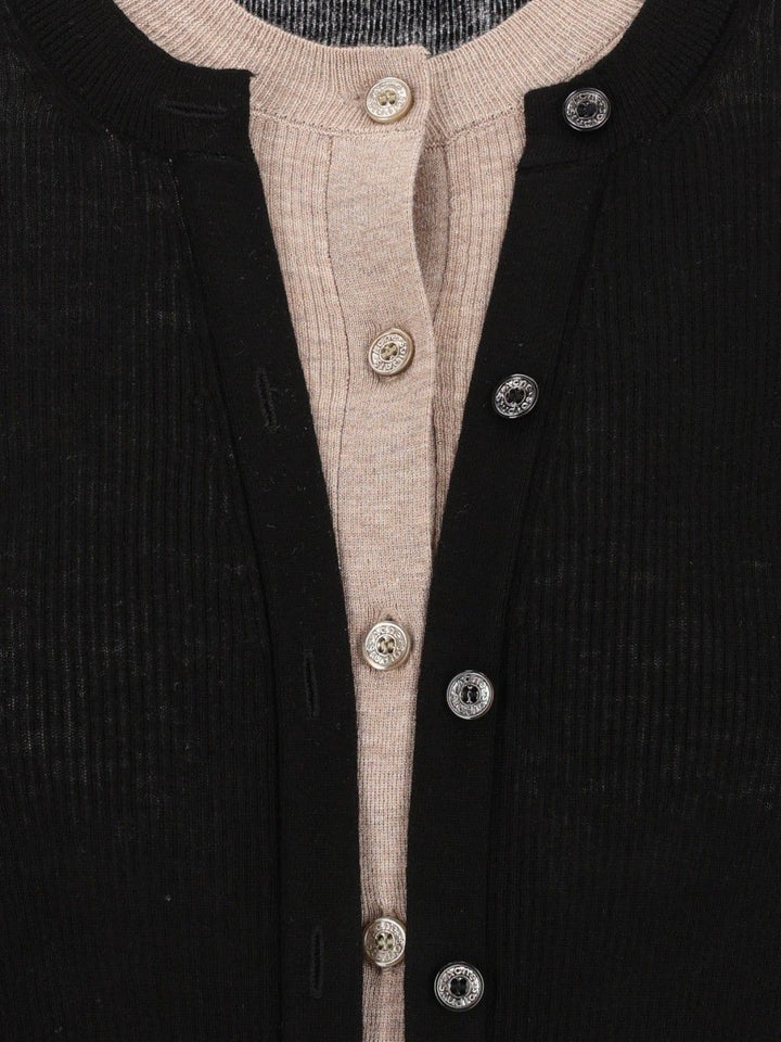 Acne Studios Layered Button-Up Cardigan Knitwear - Nero | 8250bfe9ae0230e351af695dd763e0b8b8c61bb9