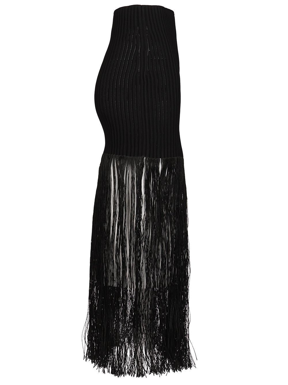 AlaÏA Fringed Skirt Tube Fringed Knit Gonne - Nero | 25a6d6798e6a0506e4445cb00fa3e5ef28eaf597
