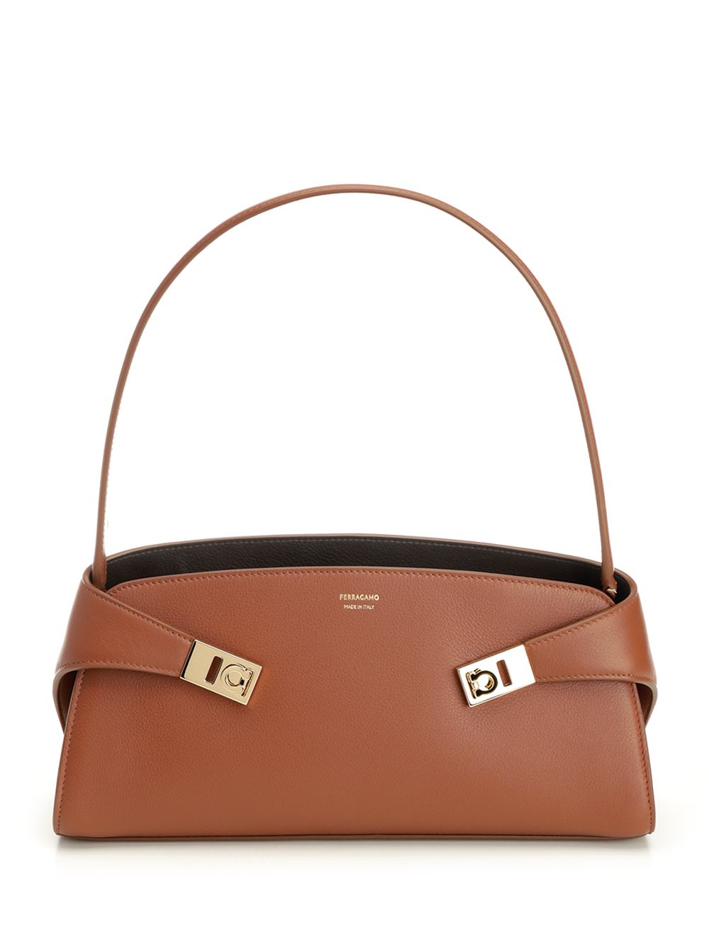 Ferragamo Hug Leather Shoulder Bag Shoulder Bags - Marrone | e5e20a5377e84130e1b004244ac1368222d4c022