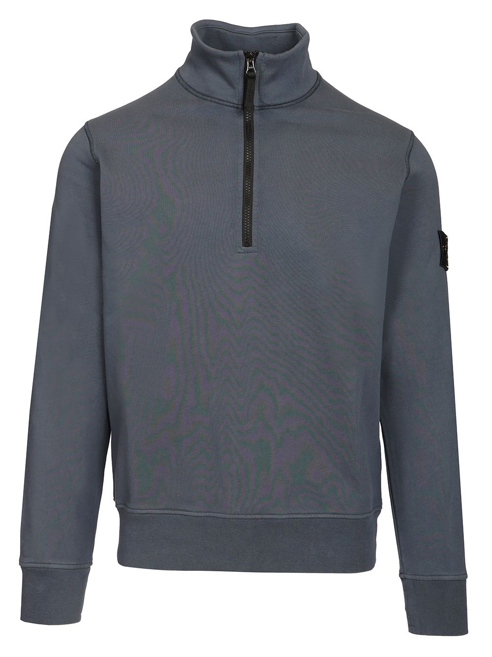 Stone Island Organic Cotton Sweatshirt With Short Zip Knitwear - Blu | 9a6908db1594a9af526edd421a4578b28198ea54