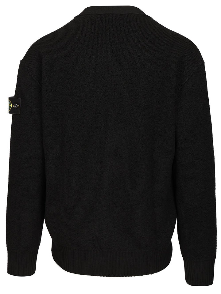 Stone Island V-Neck Cardigan Knitwear - Nero | 143469e1d74fe1af7db61117a4ae9af4686ac4d4