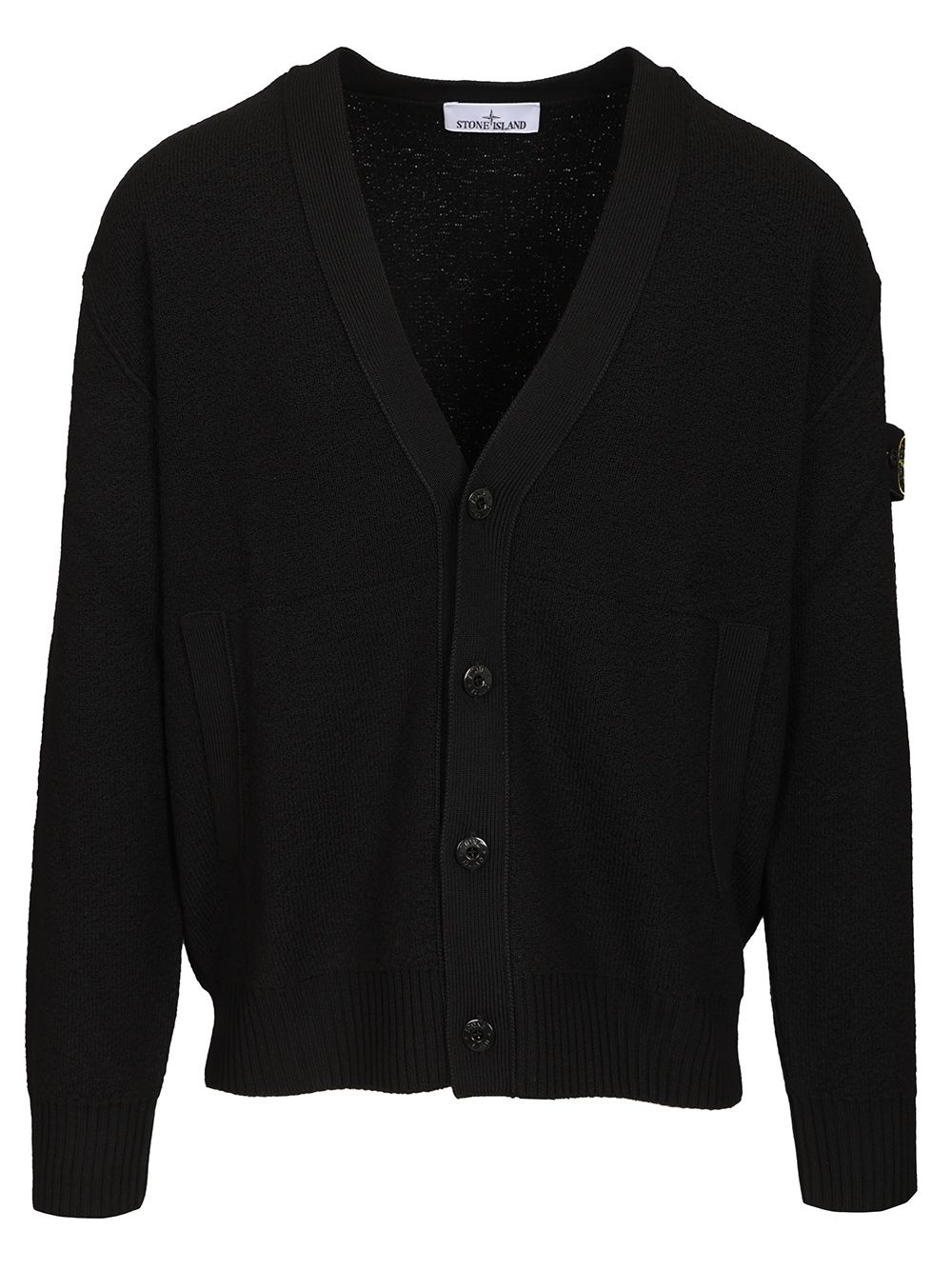 Stone Island V-Neck Cardigan Knitwear - Nero | 67dac98fa5463d72a06fffdc0ec7ca7e3174bfbd