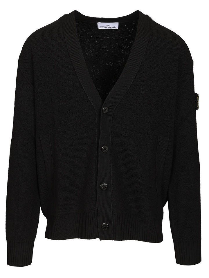 Stone Island V-Neck Cardigan Knitwear - Nero | 67dac98fa5463d72a06fffdc0ec7ca7e3174bfbd
