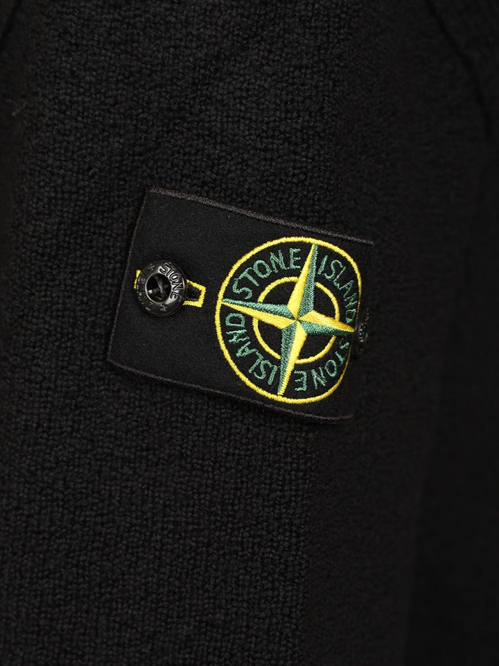 Stone Island Textured Stitch Pure Rws Wool Knitwear - Nero | 810e8bfa9962a9a163e258cd7d94e8fadde9ef26