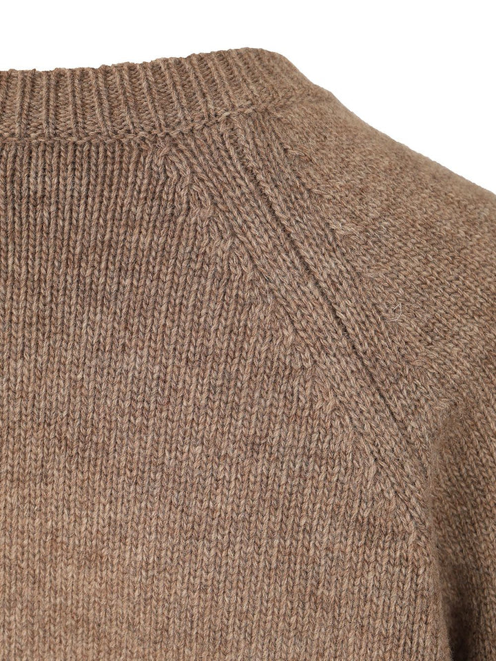 Weekend Max Mara Ombrosa Wool Crewneck Cardigan Knitwear - Marrone | e5dfdcda1b41410646bc792465940838dec09f0a