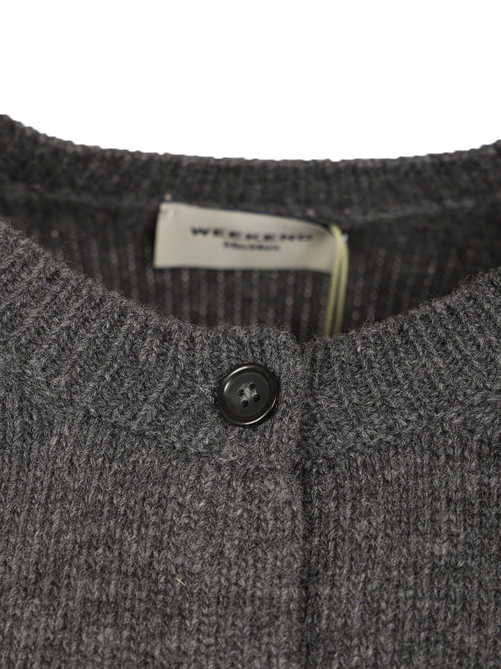 Weekend Max Mara Ombrosa Wool Crewneck Cardigan Knitwear - Grey | c940509c8cbf2e0a2d6c8ecd642adef6f53672b0