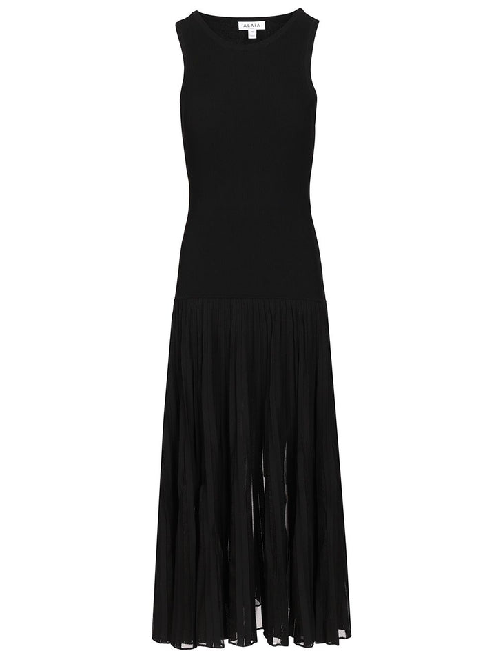 AlaÏA Pleated Sheer Dress Abiti - Nero | a91af55664b14126faa312443feb00720972a3ab