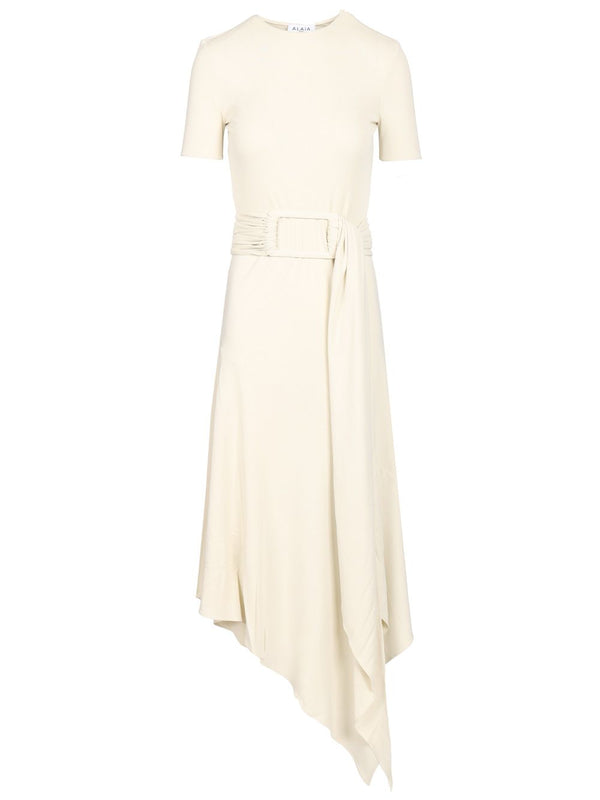 Jersey Dress With Belt Abiti Bianco