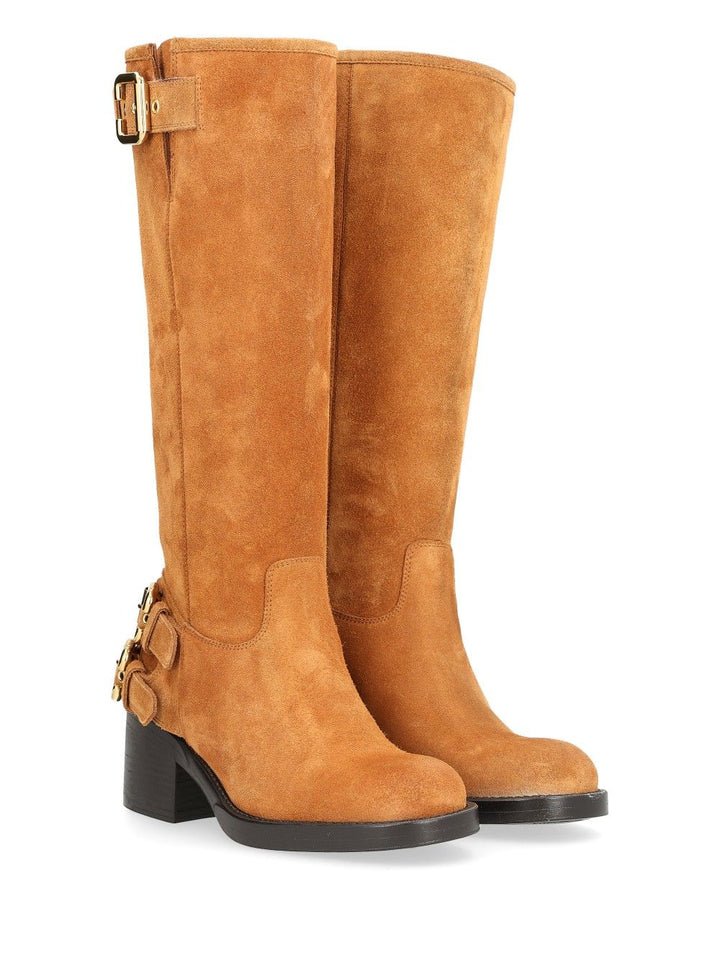 Chloe' Dakota Suede Biker Boots - Marrone | 9e8e7f2b218ad980705527da225802cd658df077