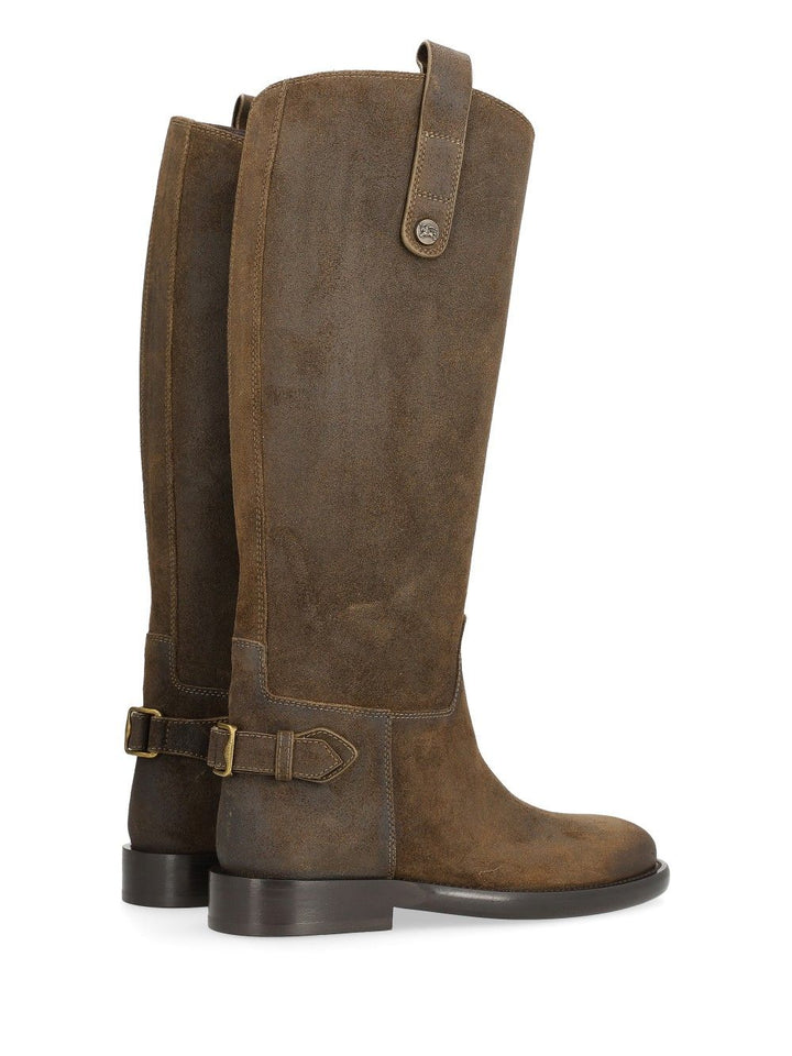 Burberry Cavalier Suede Boots - Marrone | e1c8d73f1a48bc0b18535e4efe1b8e4aa8de25ad