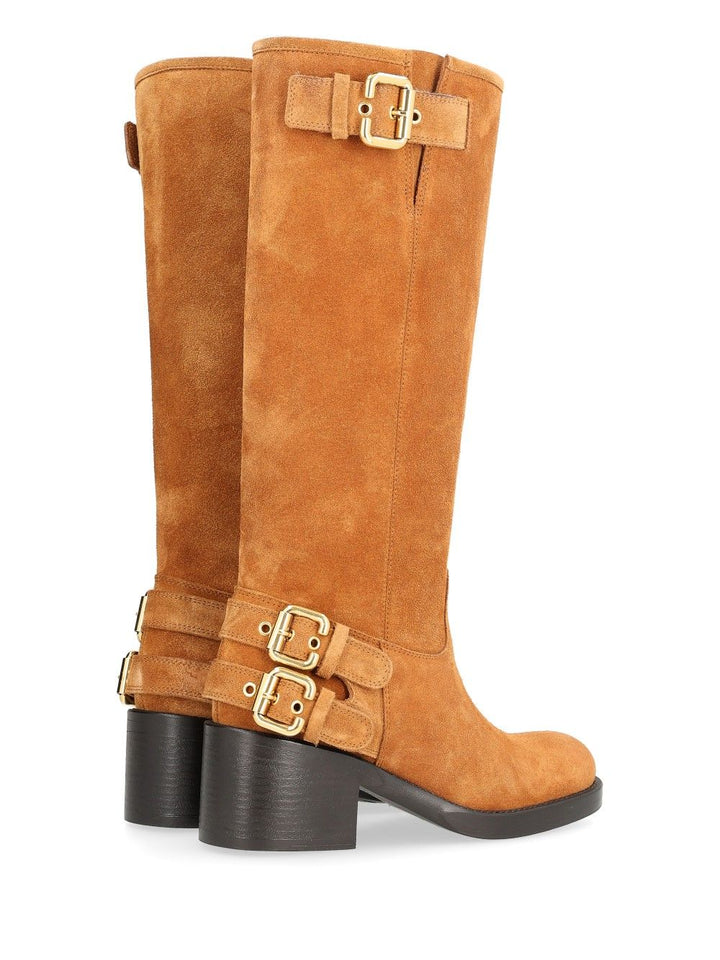 Chloe' Dakota Suede Biker Boots - Marrone | aedc2e95ec74606ea194a567013ee7f2ff216a3f