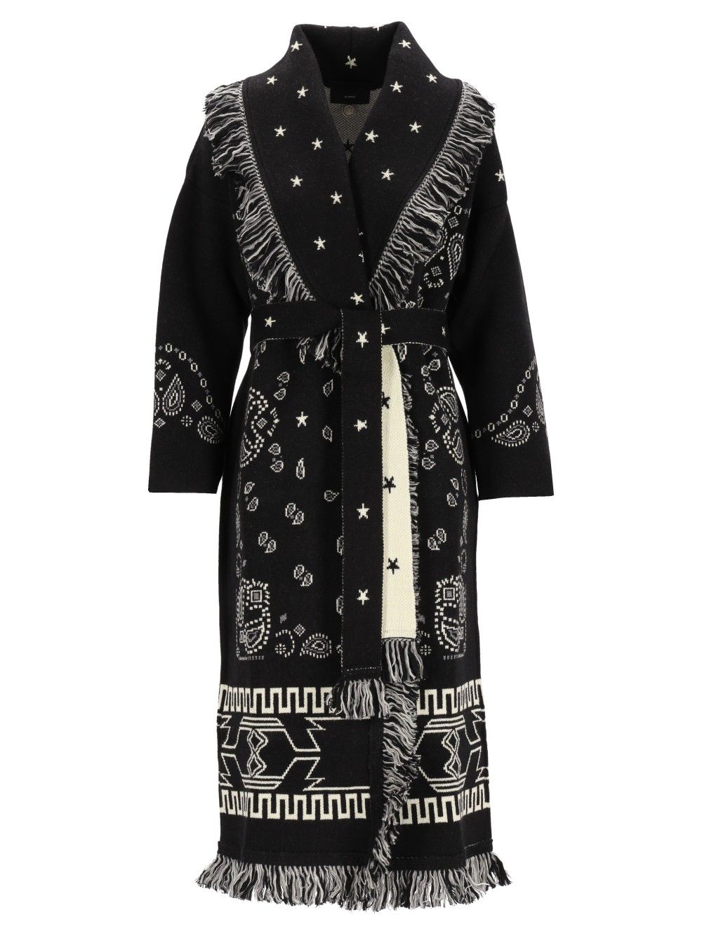 Alanui Wool Bandana Coat Knitwear - Nero | 9cdd4b53a407b6adc96d525851df61f488e8f0f1