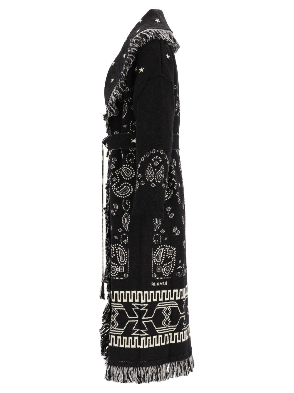 Alanui Wool Bandana Coat Knitwear - Nero | ae510d2f87043837b393a0d56c0270b266aad1d3