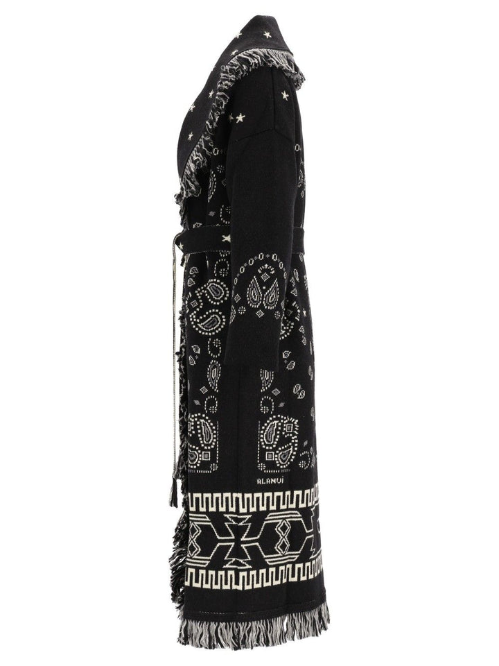 Alanui Wool Bandana Coat Knitwear - Nero | ae510d2f87043837b393a0d56c0270b266aad1d3