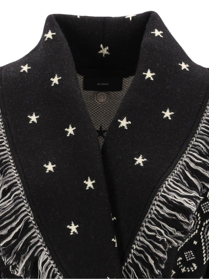 Alanui Wool Bandana Coat Knitwear - Nero | c0ef86498878f8a4b4756f9a63e6d2bd5745ba21