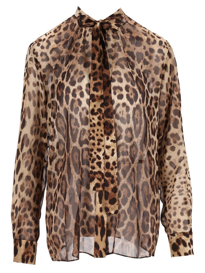 Dolce & Gabbana Silk Chifonne Long Sleeve Shirt Shirts - Animalier | 5037fa3c5326773fd51af80983574ababd04374b