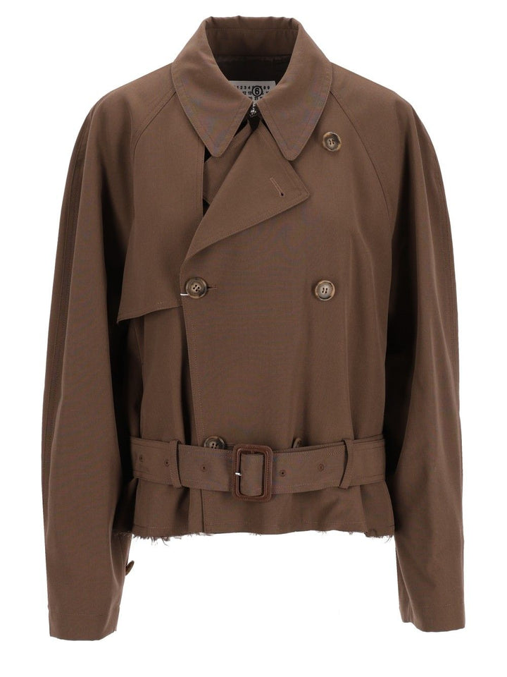 Mm6 Maison Margiela Short Jacket Coats - Marrone | 6908b7603b2129f7c7d0cd64902a2aee360f9c1d