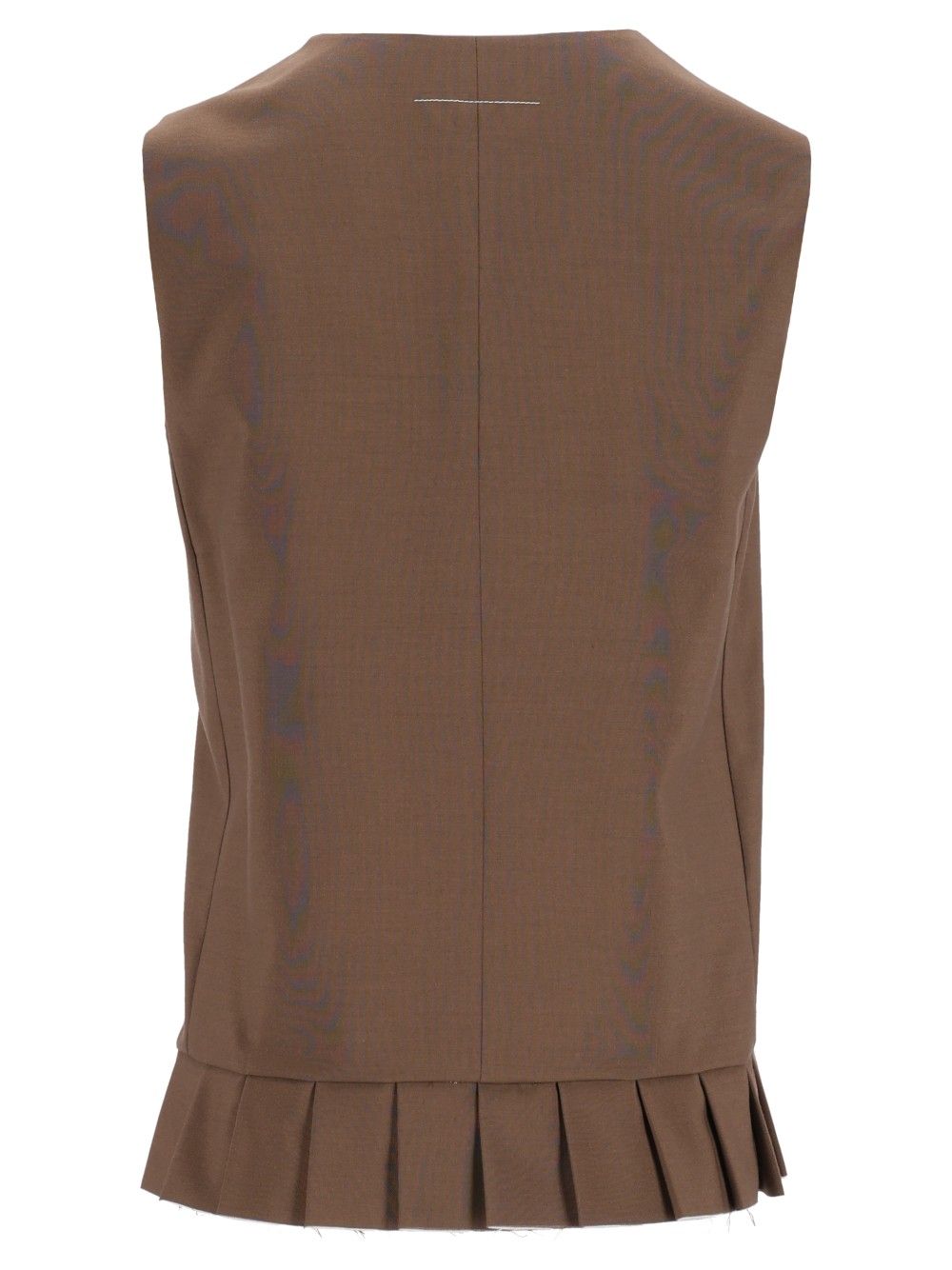 Mm6 Maison Margiela Sleeveless Pleated Bodice In Wool Blend Top - Marrone | 604d39c8dbe776c0616dafa813292bba15844c94