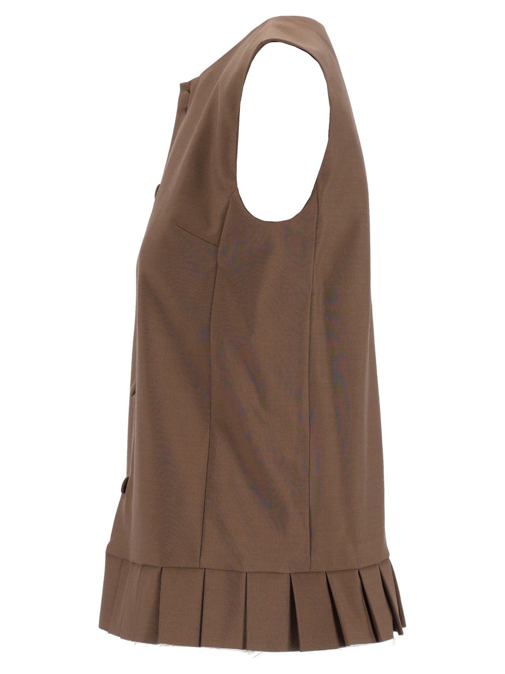 Mm6 Maison Margiela Sleeveless Pleated Bodice In Wool Blend Top - Marrone | c507b213ac53c418323fe0c51a6ae6be1a5053f4