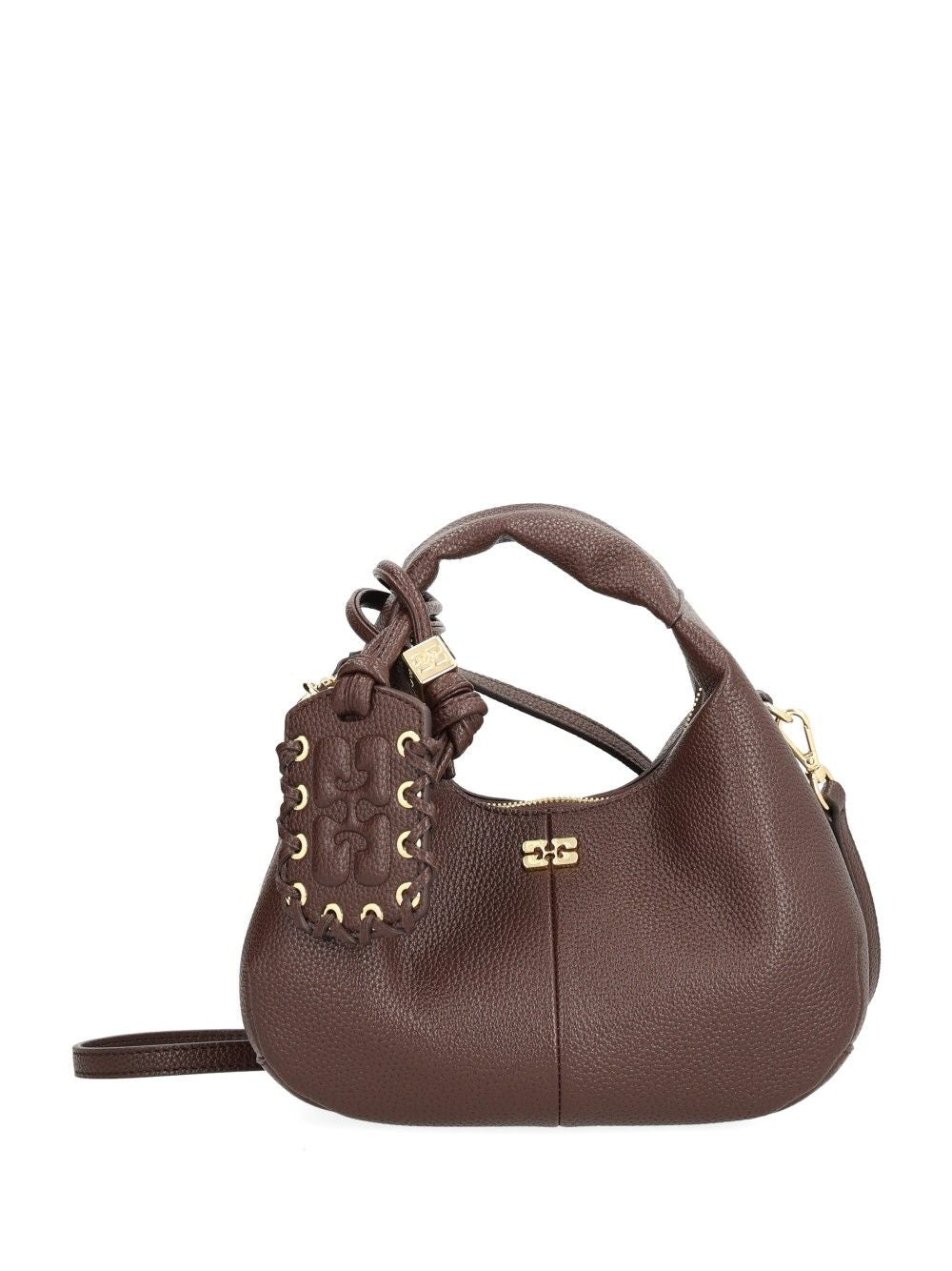 Ganni Mini Shoulder Bag With Grained Finish Handbags - Marrone | 5faae98633adc7e6461fd27b94eb938d261cd2bc