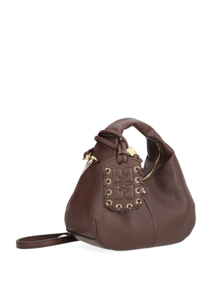 Ganni Mini Shoulder Bag With Grained Finish Handbags - Marrone | 0df1c6c798c521eb5525d1db1422844e89aa0ea2