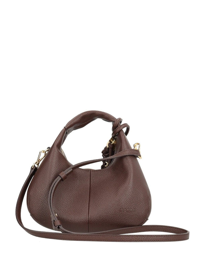 Ganni Mini Shoulder Bag With Grained Finish Handbags - Marrone | e9ba89fe73ac6669f1da1afbfc22426992eee361